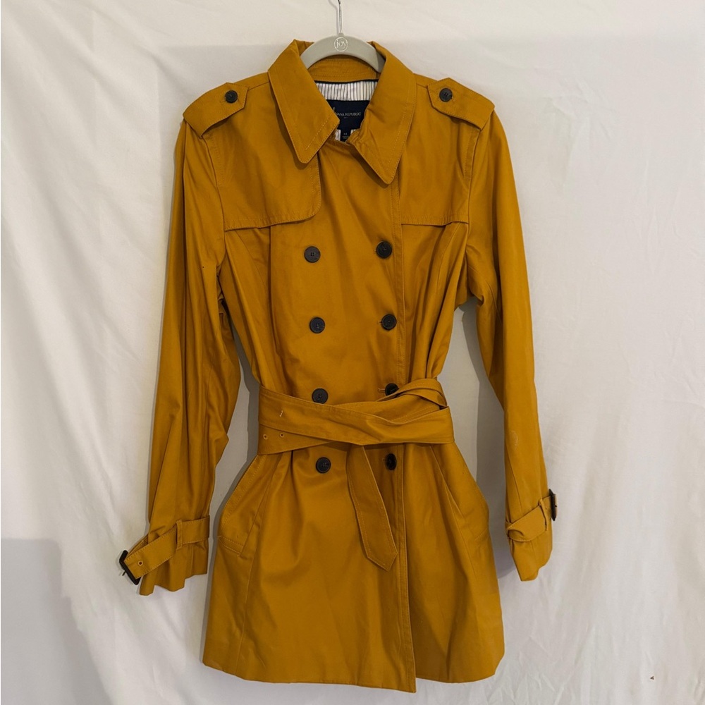 Banana Republic Yellow Double-Breasted Trench Coat